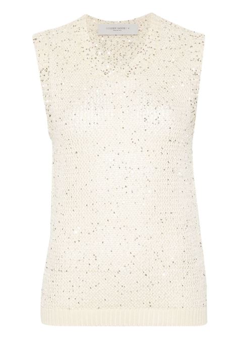 Beige Melyssa sequin-embellished knitted top Golden Goose - women